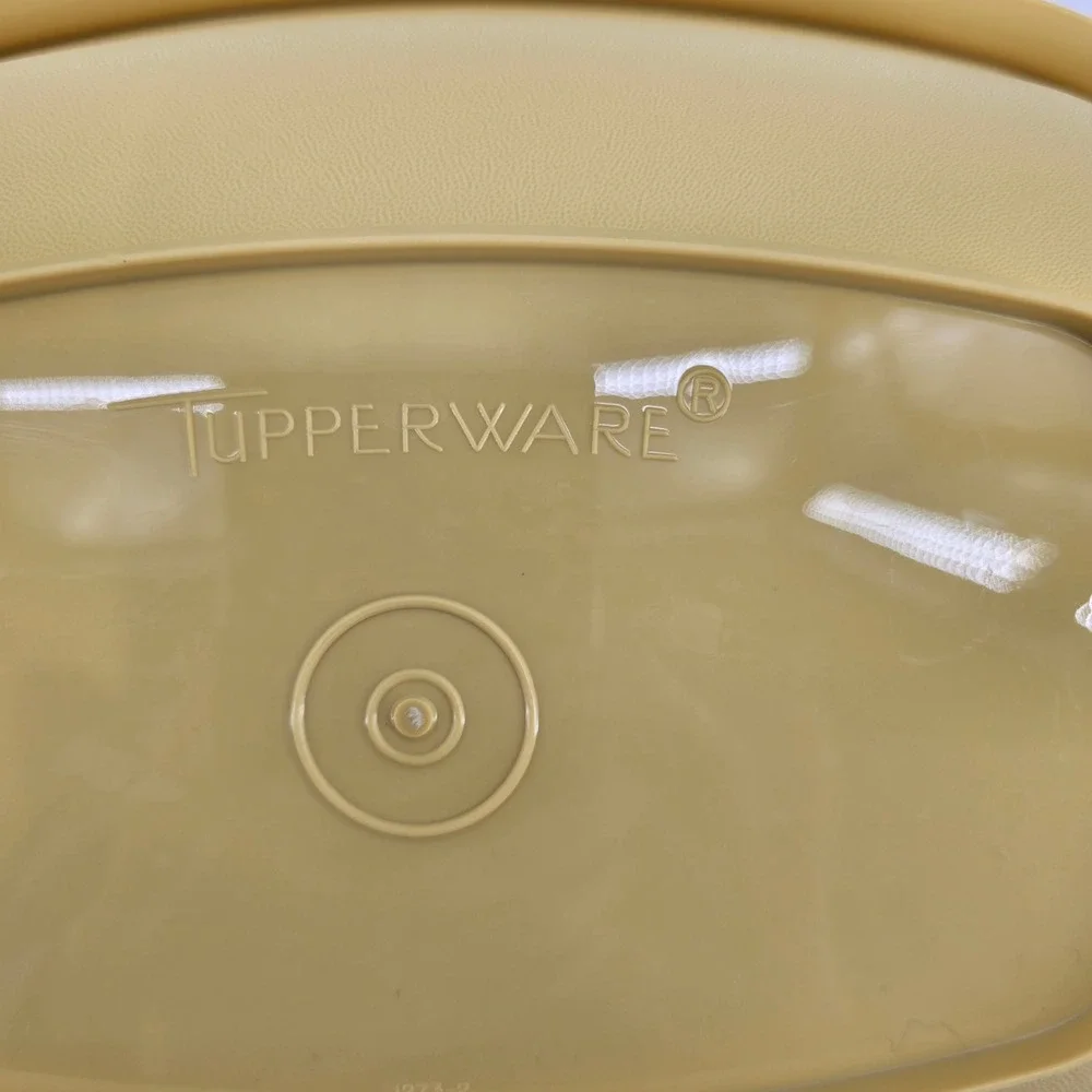 Tupperware Steamer Multi Server Set Vintage Harvest Gold Almond 2pc Set